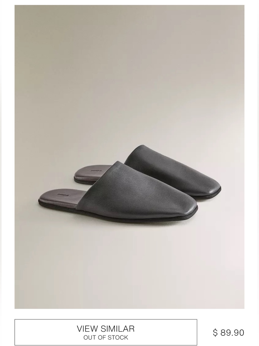 Zara Gray Slip-On Pointed Mules